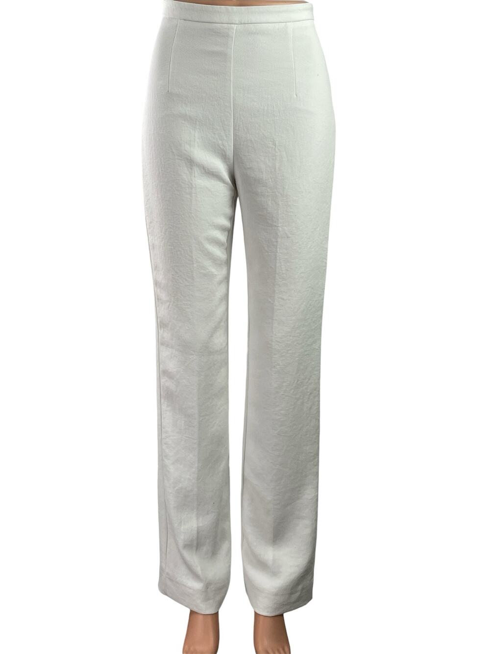 Kookai Oyster Tailored Women White High Rise Straight Leg Trousers Pants Size 34